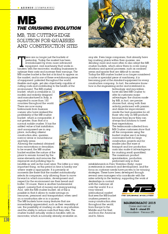 MB, THE CUTTING-EDGE SOLUTION FOR QUARRIES AND CONSTRUCTION SITES